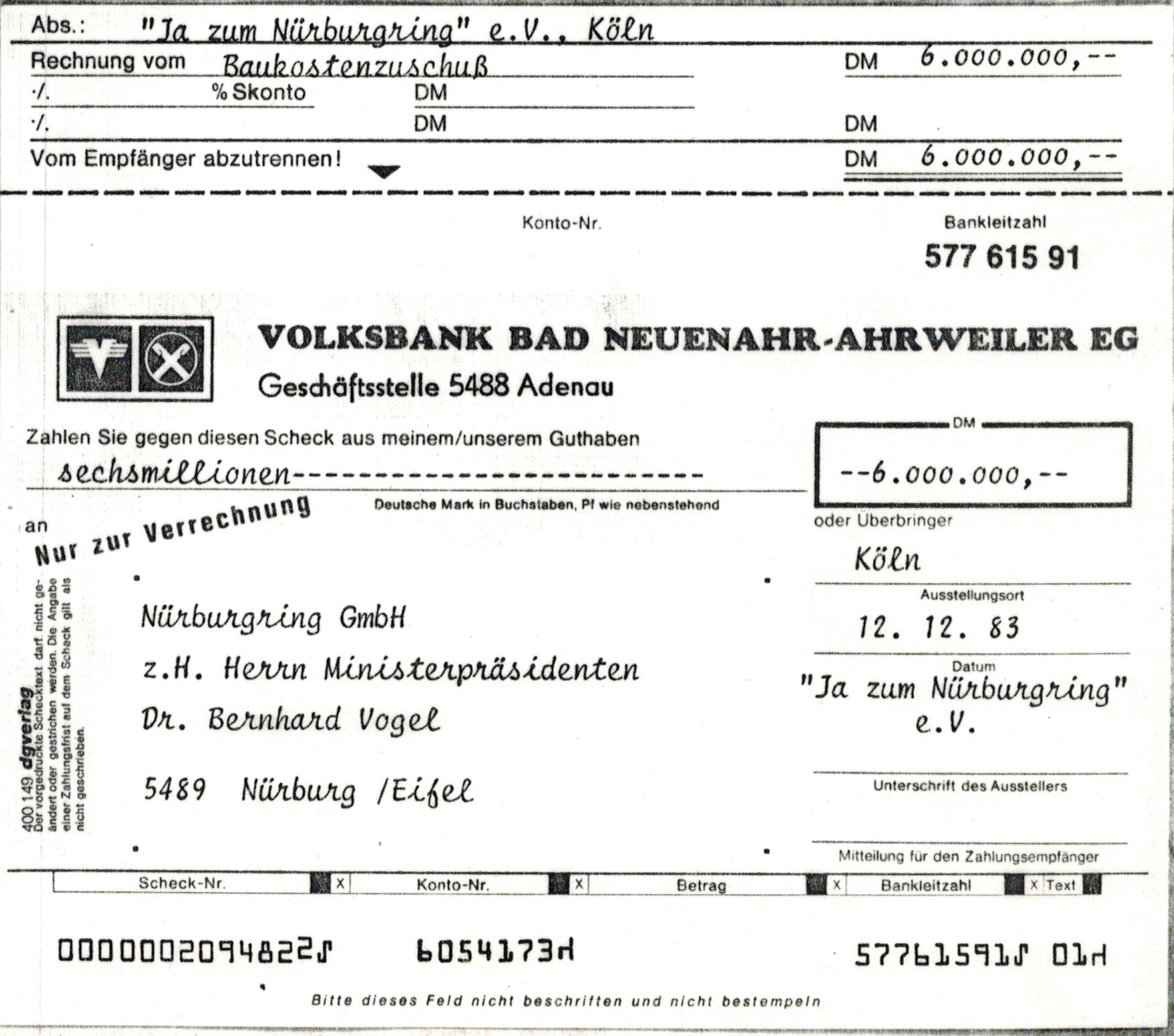 Mit Hilfe des ADAC und anderer Spender brachte der Verein 6 Millionen DM zusammen. Die Nachricht zur Gründung von Ja zum Nürburgring liest sich wie das who is who der damaligen Automobil- und Motorsportlandschaft in Deutschland. Es war das erste, aber nicht das letzte Mal, dass der Verein im Sinne des Nürburgrings konstruktiv tätig geworden ist.